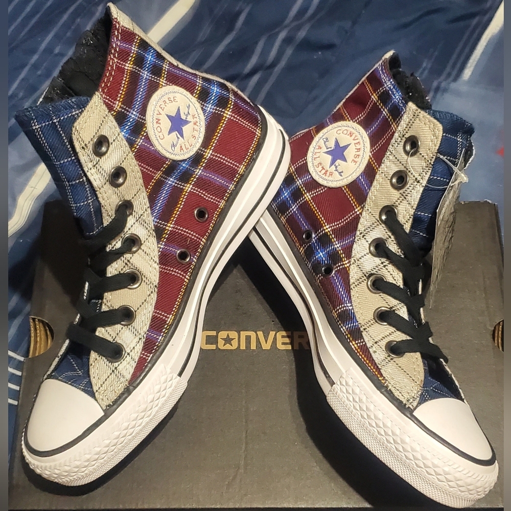 Converse Chuck Taylor All Star Dual Zip Hi Plaid, New In Box! W5.5/Kids 4 to 4.5